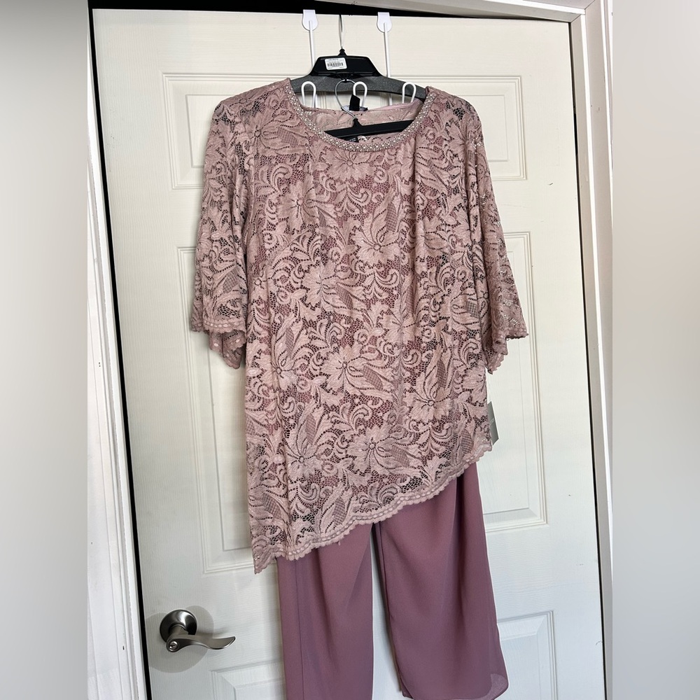 Lace Overlay Pink Women's Dress Set